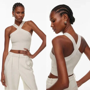 BABATON Sculpt Knit Criss Cross Ribbed Crop Top Size XS